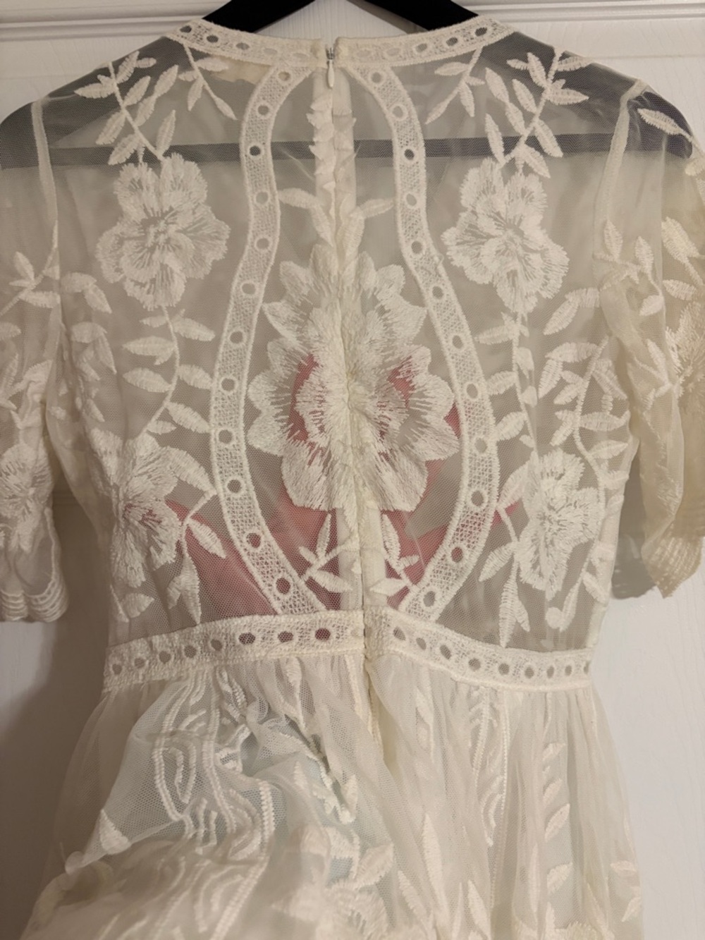 Altar'd State Cream Floral Lace V-Neck Mini Dress - Picture 5 of 9